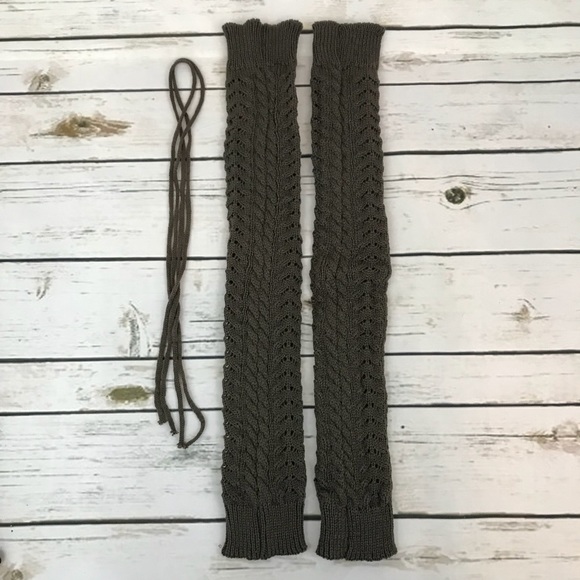 Sexy Dark Grey Thigh High Knitted Leg Warmers - Picture 5 of 6